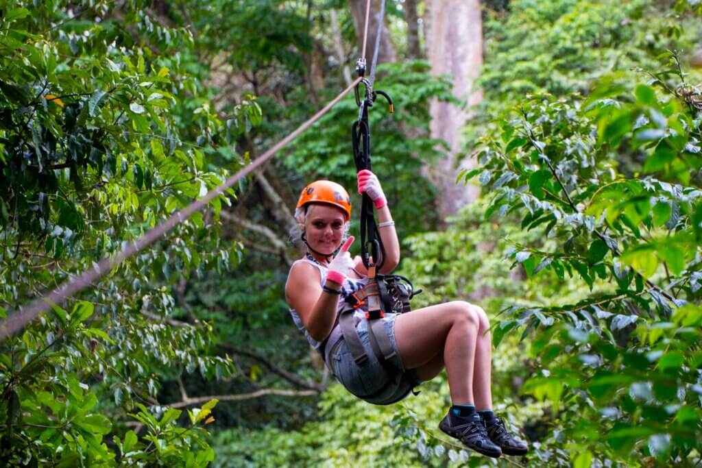 Zip lining in Mabira Forest